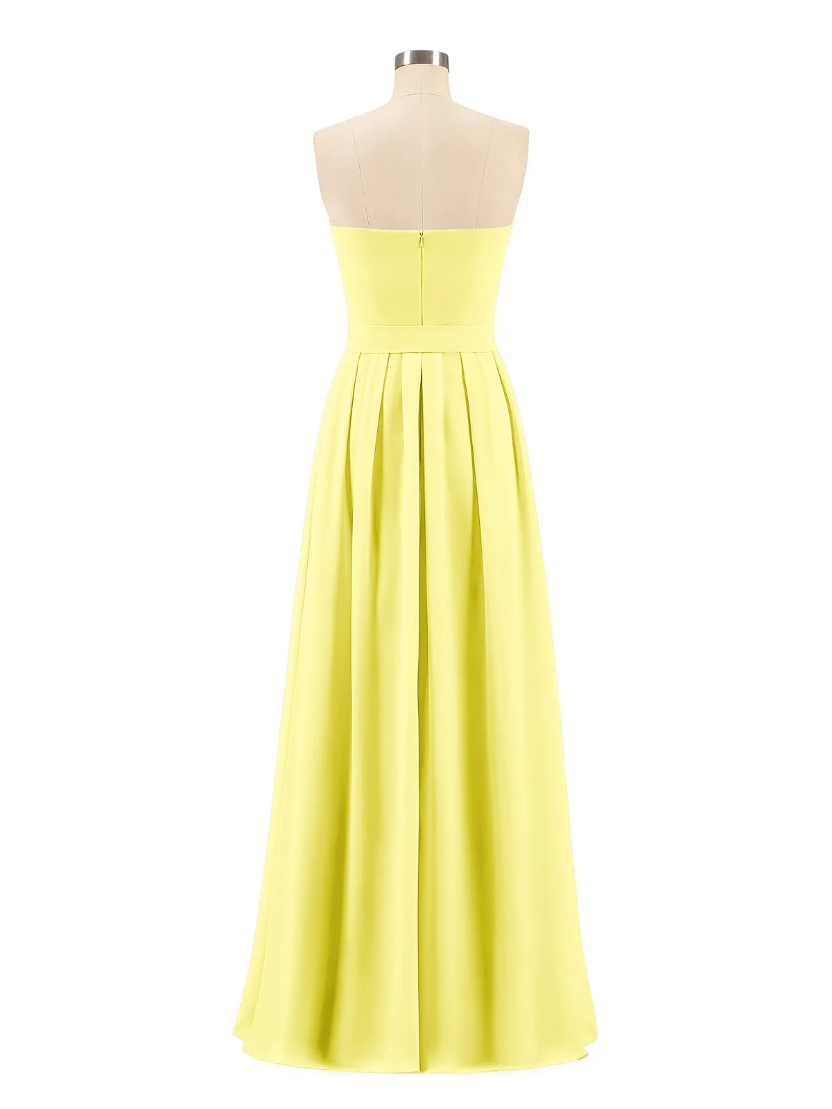 Chiffon Strapless Bridesmaid Gown with Sash-Lemon Plus Size