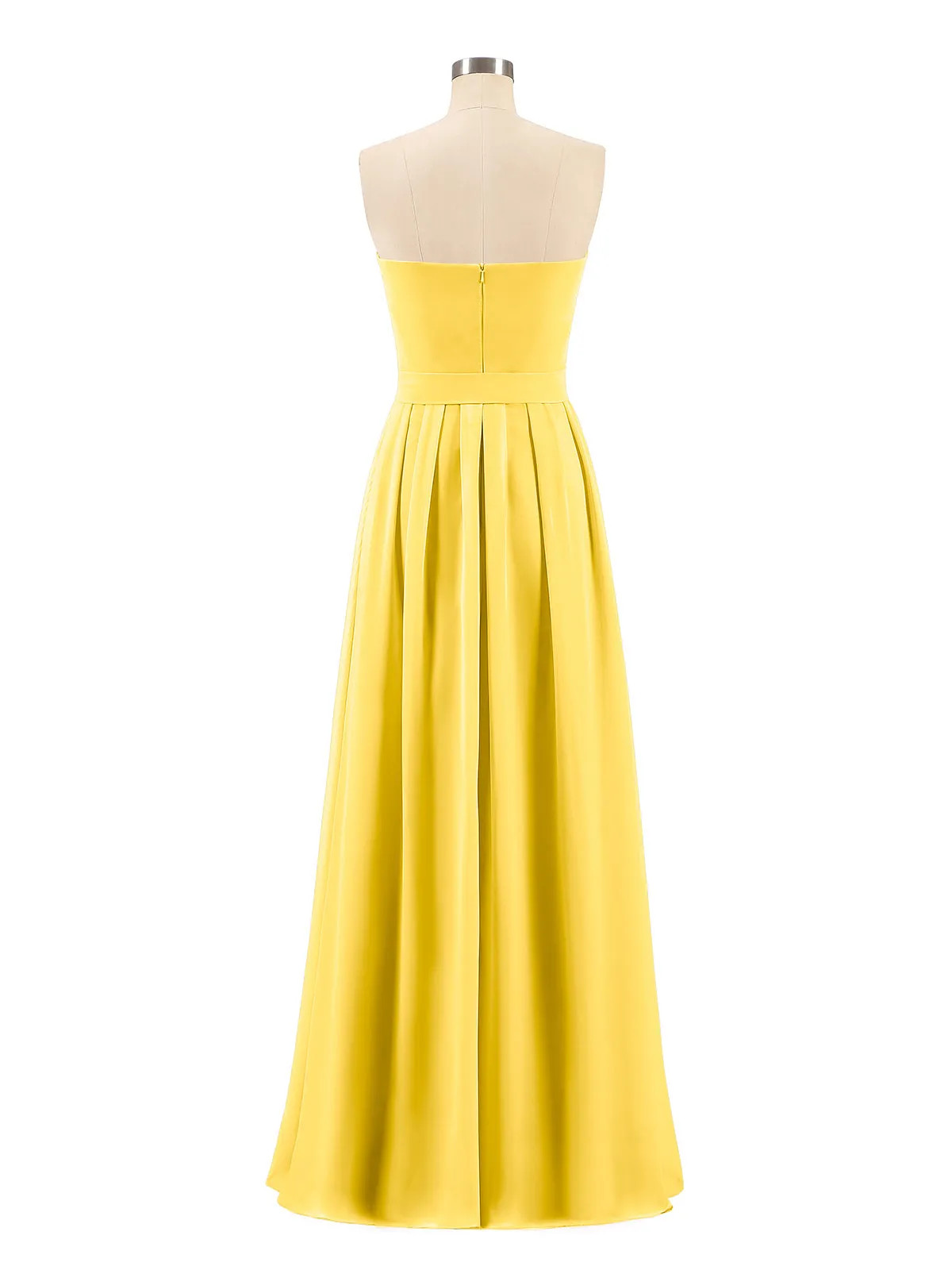 Chiffon Strapless Bridesmaid Gown with Sash-Marigold