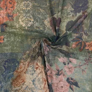 Coeo Green Floral Polyester Voile