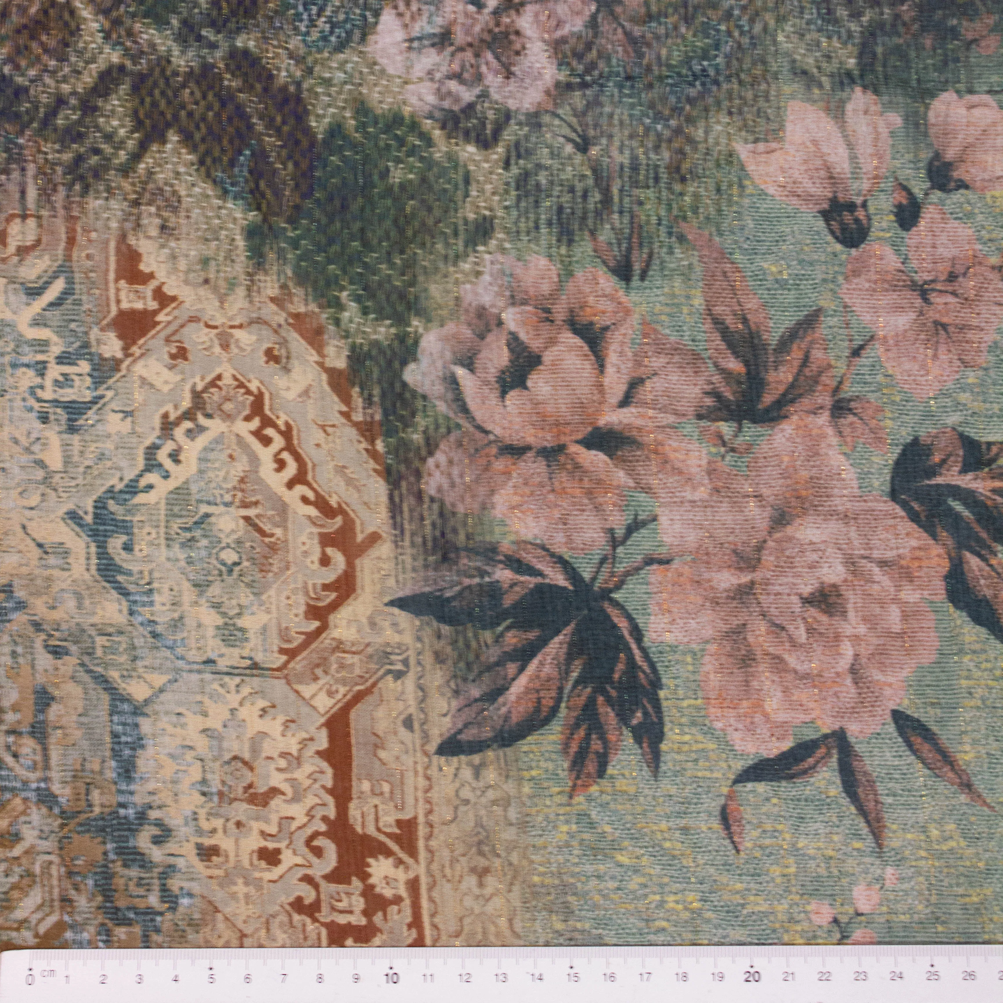 Coeo Green Floral Polyester Voile