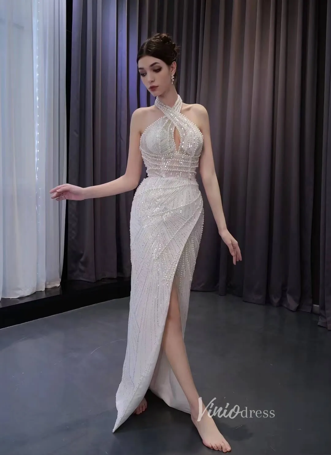 Convertible 2-piece Pearl Mermaid Wedding Dresses Pearl Ball Gowns 231002