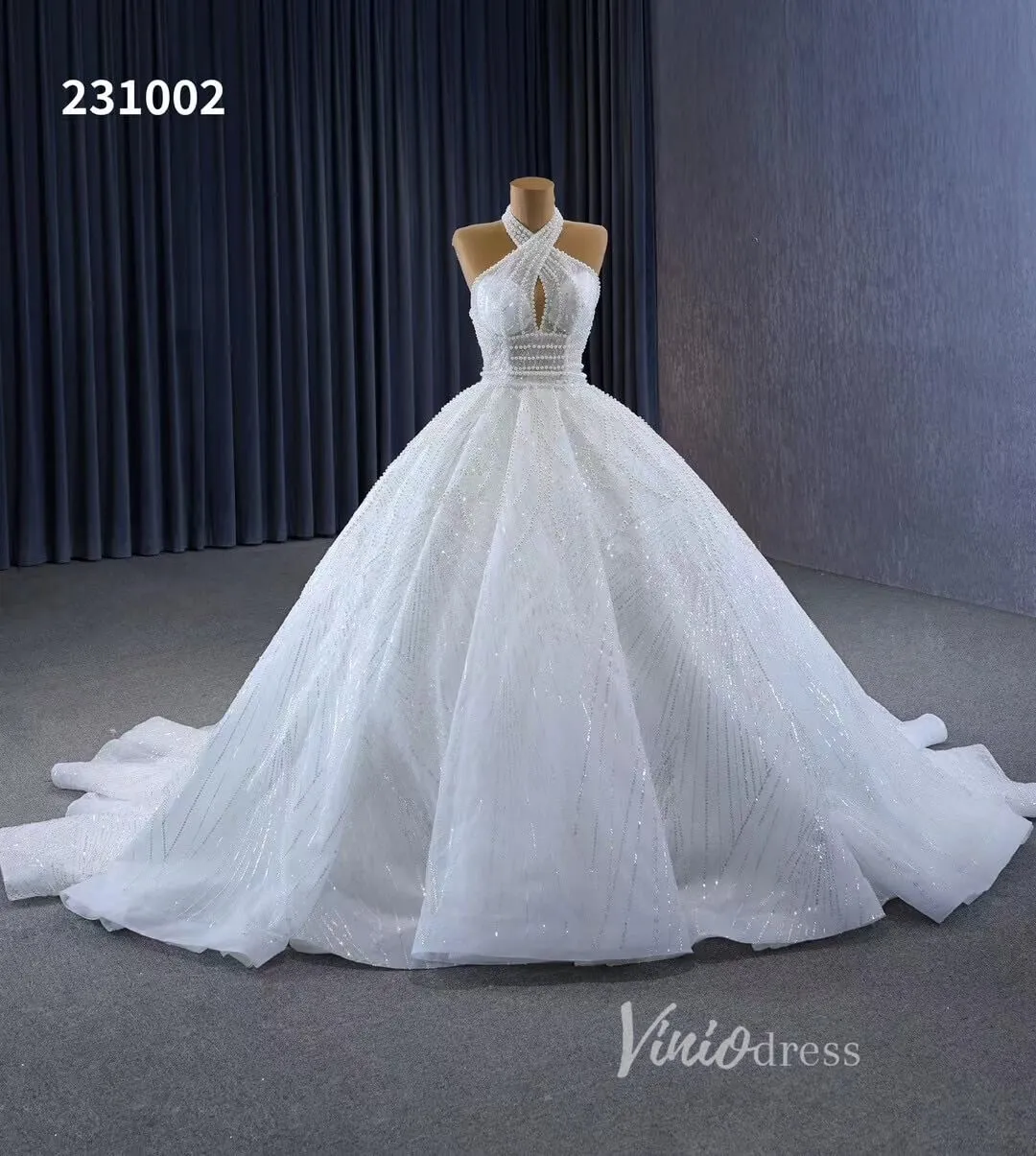 Convertible 2-piece Pearl Mermaid Wedding Dresses Pearl Ball Gowns 231002