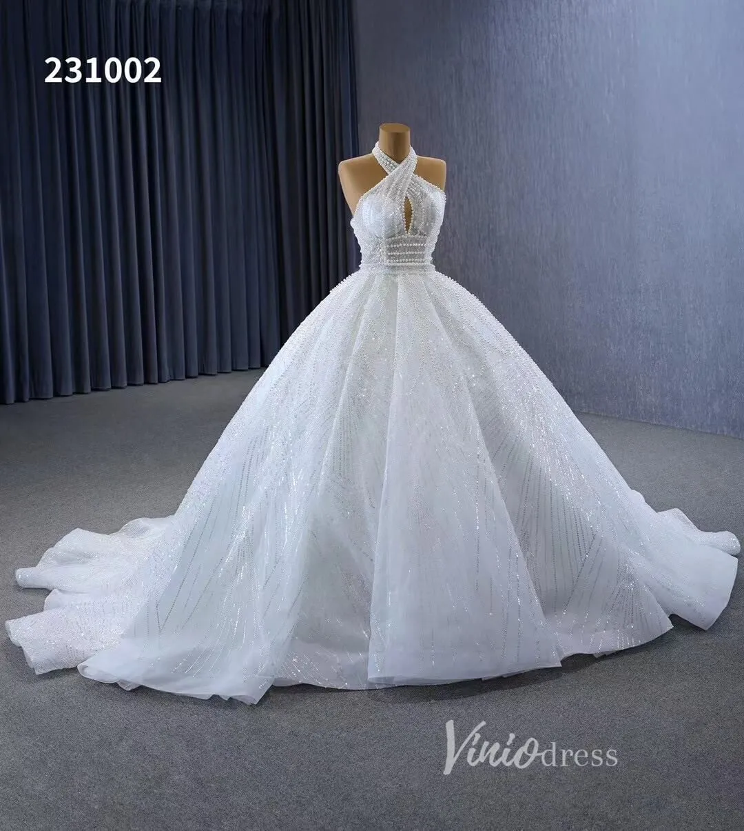 Convertible 2-piece Pearl Mermaid Wedding Dresses Pearl Ball Gowns 231002