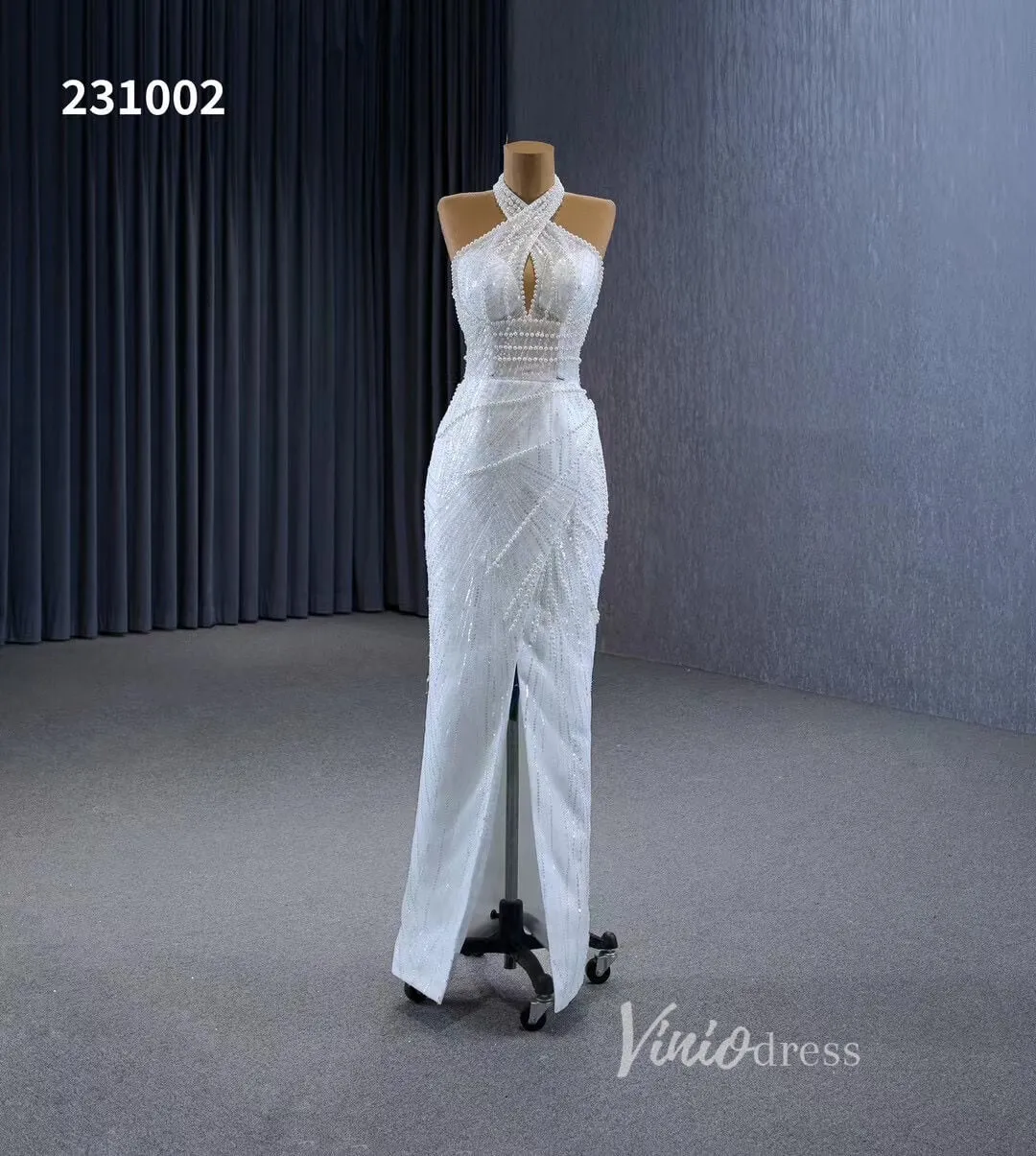 Convertible 2-piece Pearl Mermaid Wedding Dresses Pearl Ball Gowns 231002