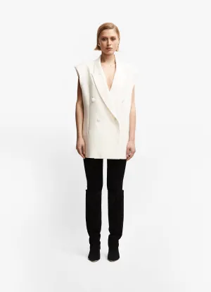 Cream Sleeveless Blazer