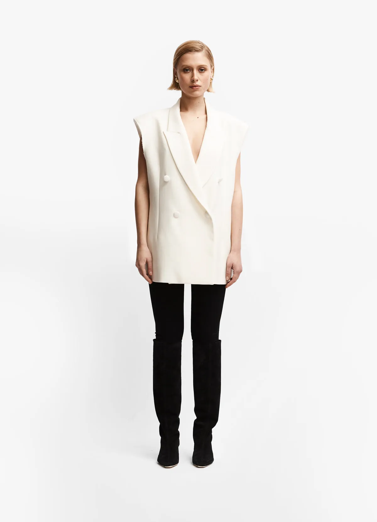 Cream Sleeveless Blazer