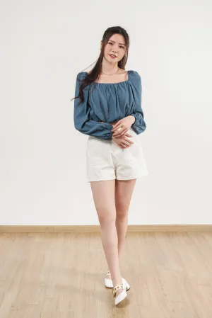 Crop Top Puff Sleeve With Elastic Cuff