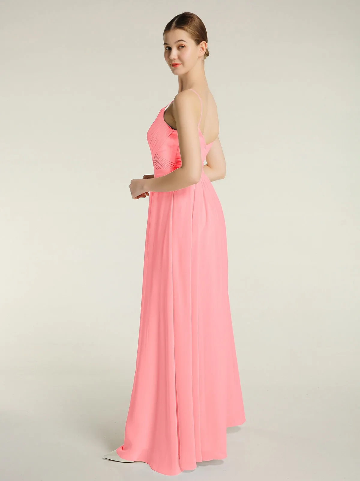 Cross Pleated Bodice Spaghetti Strap Dresses Flamingo Plus Size