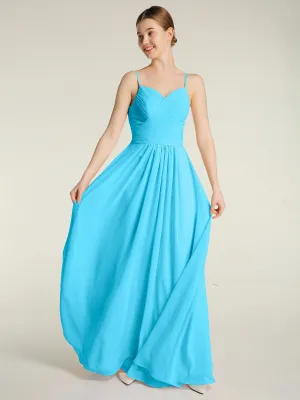 Cross Pleated Bodice Spaghetti Strap Dresses Pool Plus Size