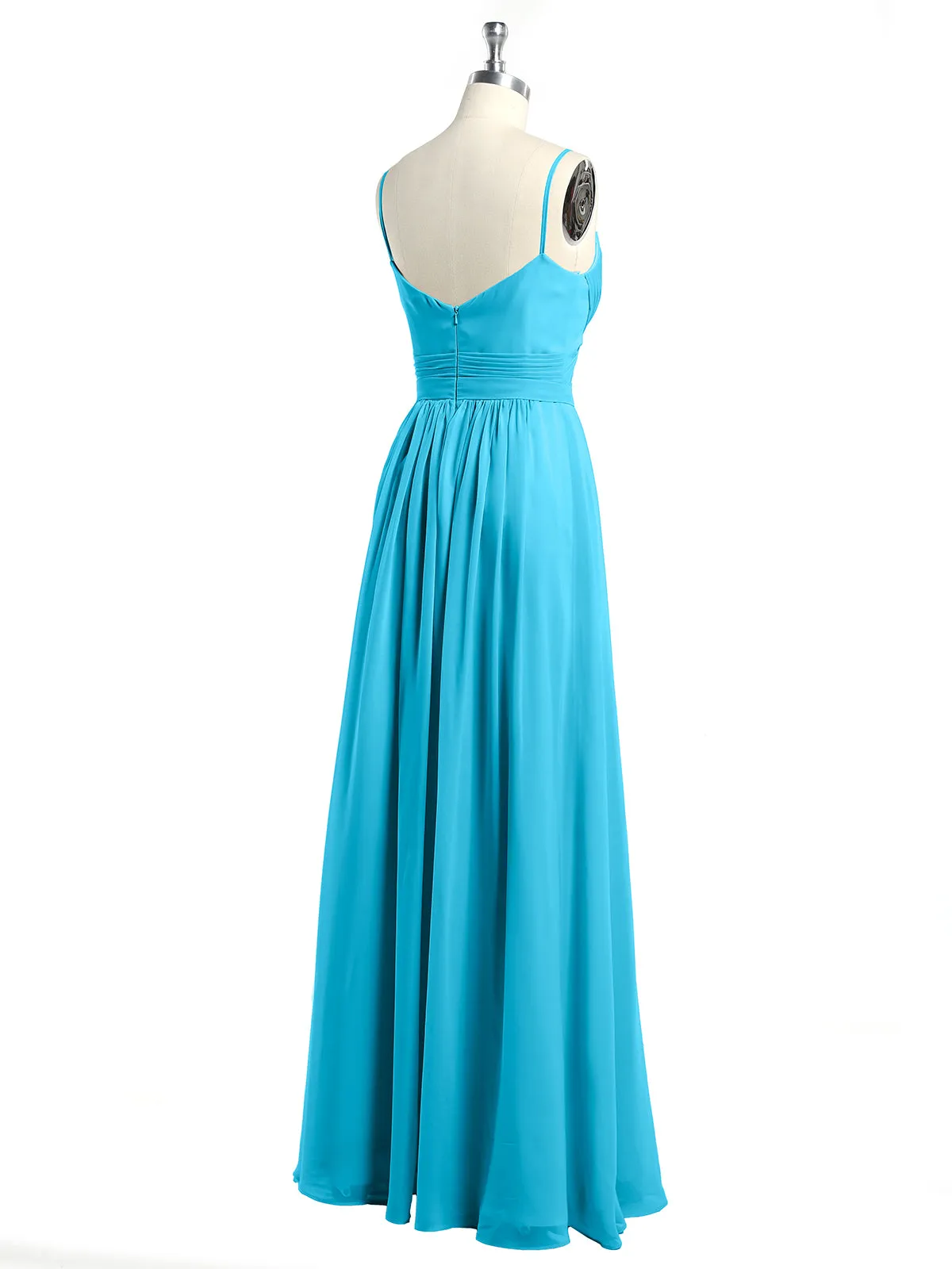 Cross Pleated Bodice Spaghetti Strap Dresses Pool Plus Size