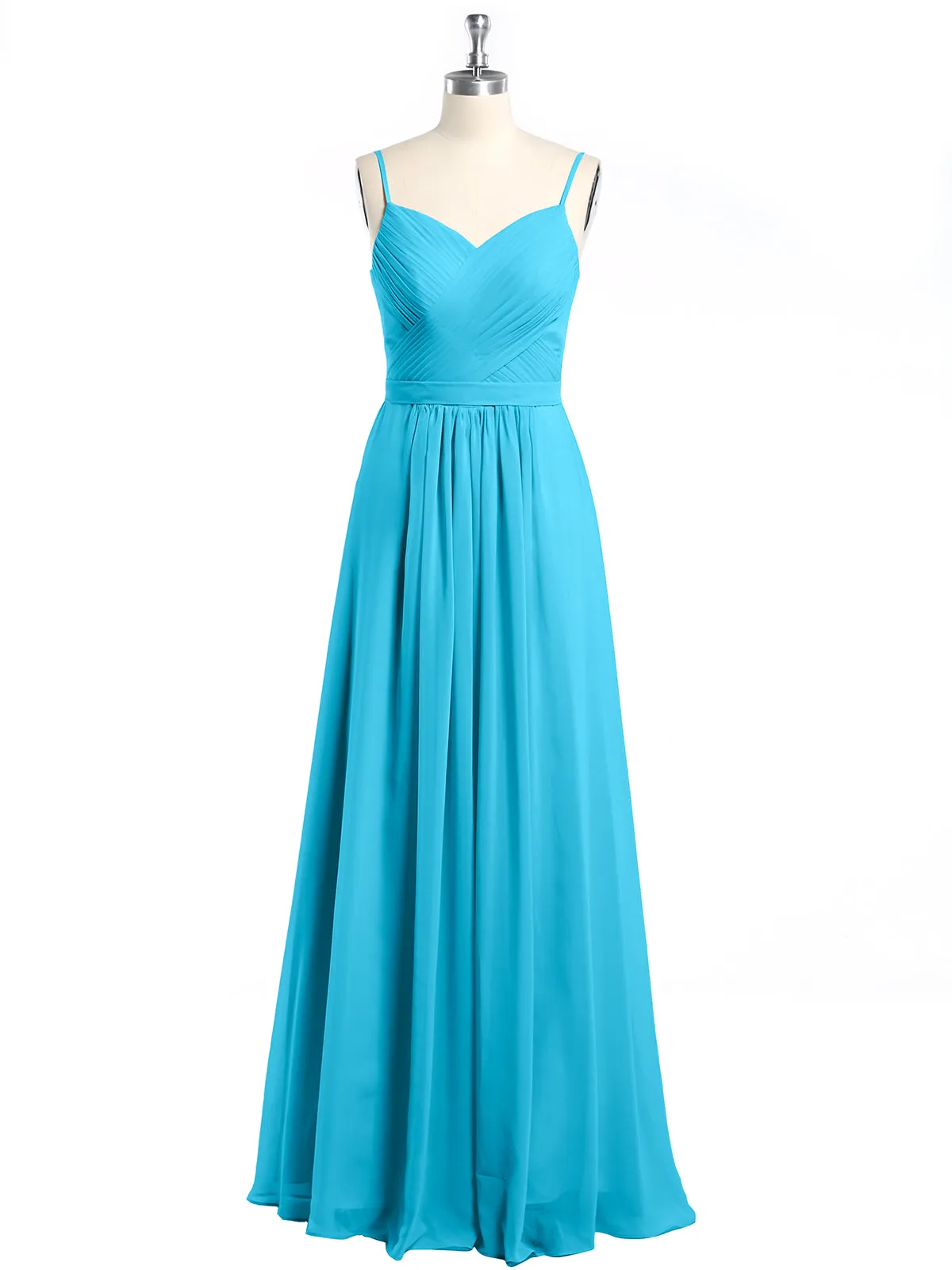 Cross Pleated Bodice Spaghetti Strap Dresses Pool Plus Size