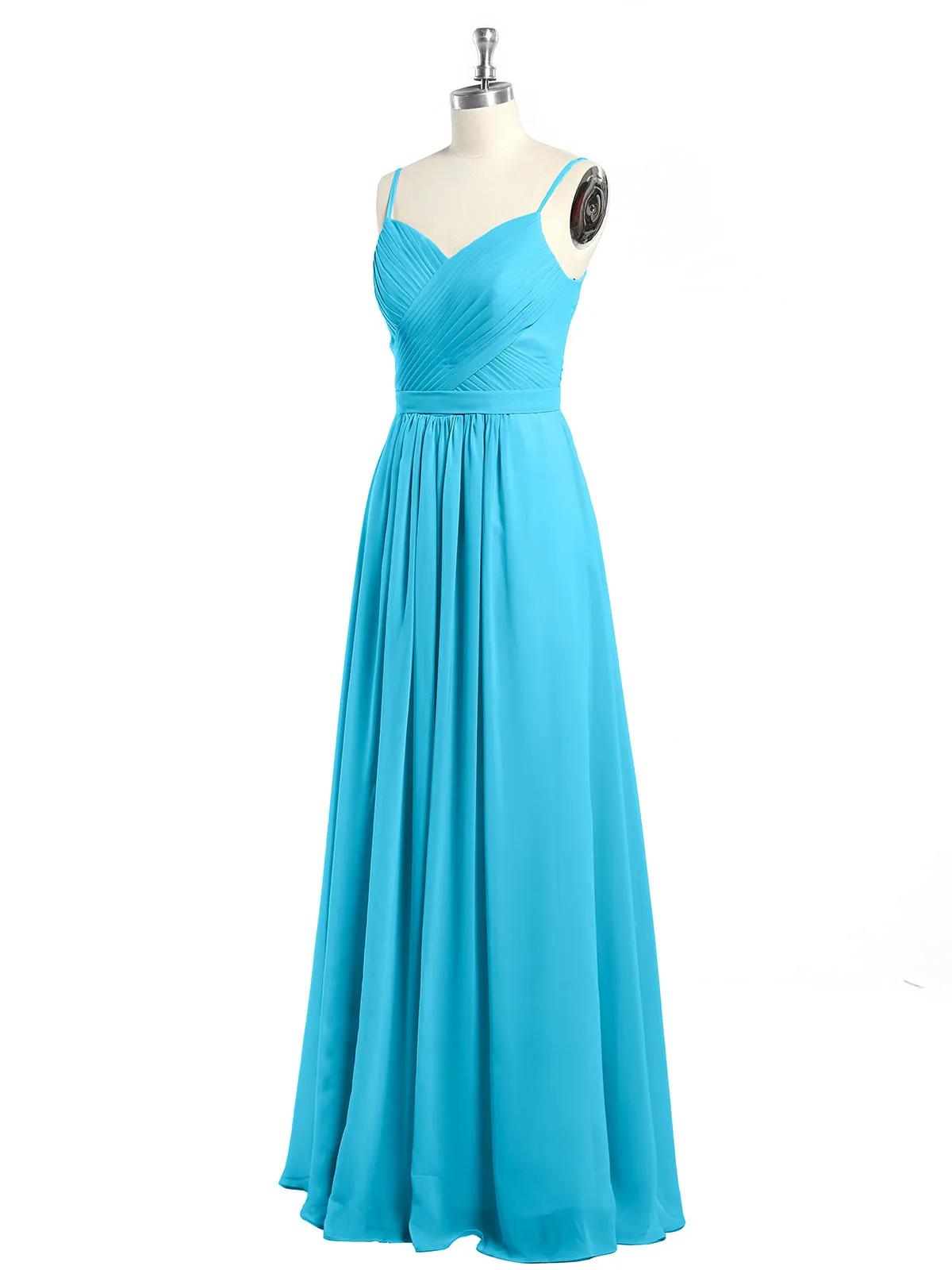 Cross Pleated Bodice Spaghetti Strap Dresses Pool Plus Size