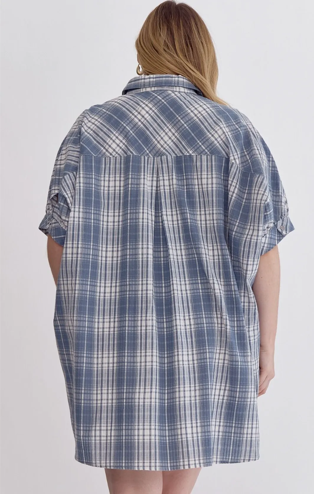 Curvy Get Together Plaid Chambray Dress