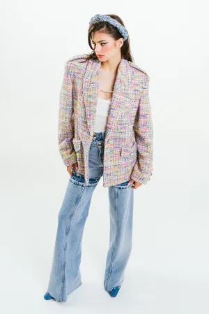 'DAIANA' Rainbow Tweed Structured Oversized Blazer
