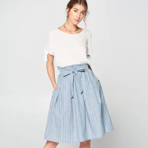 Denim Striped Cotton Skirt
