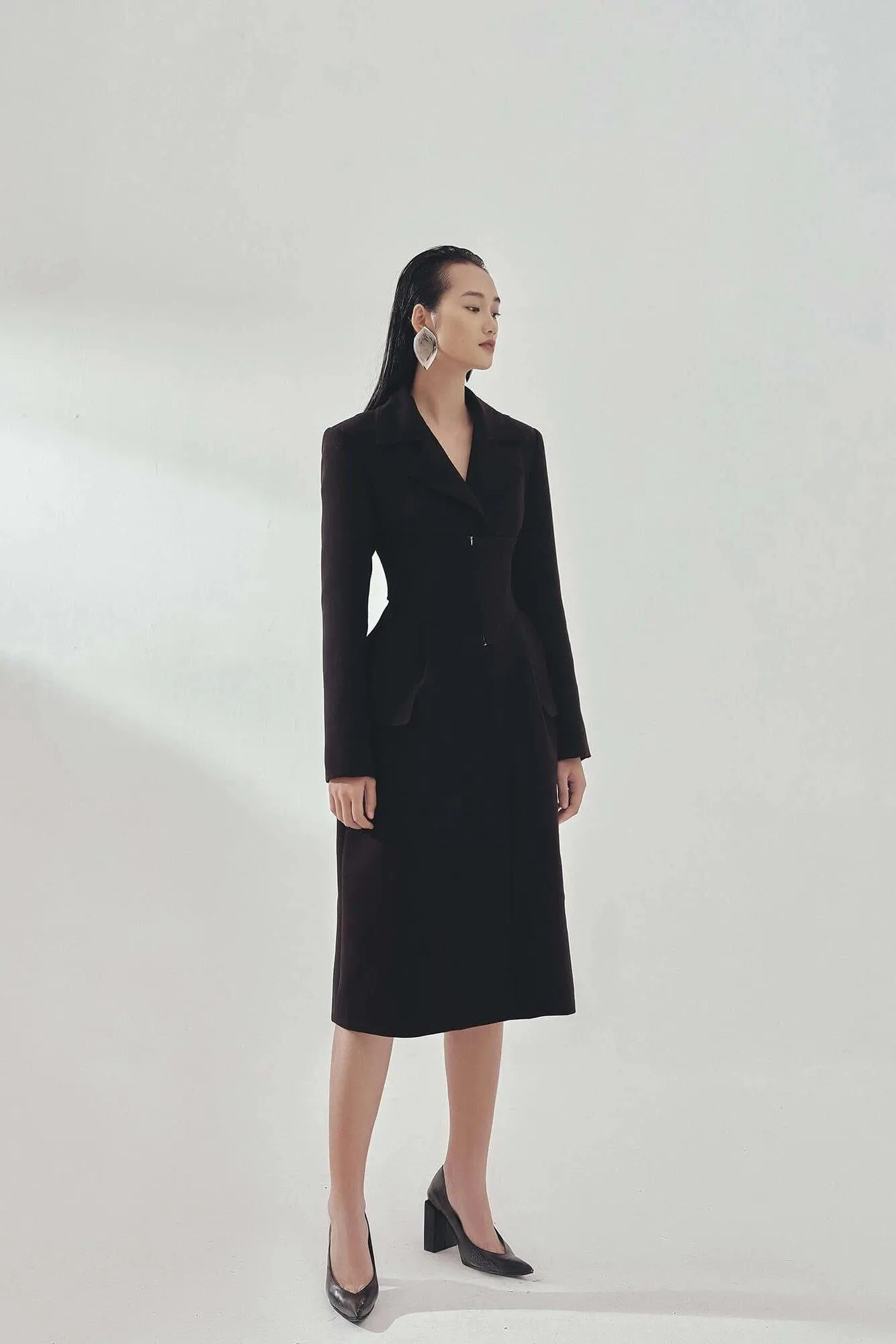Designer tailored structured suit trench coat  suit dress -  Lap