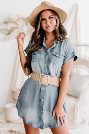 Effortless Allure Button-Down Chambray Dress (Denim)