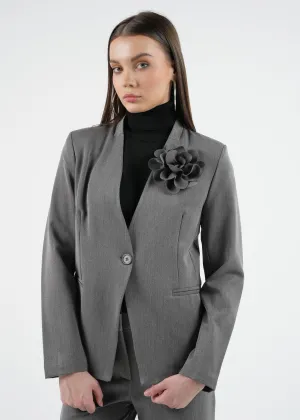 Elegant Women's Blazer with 3D Floral Detail