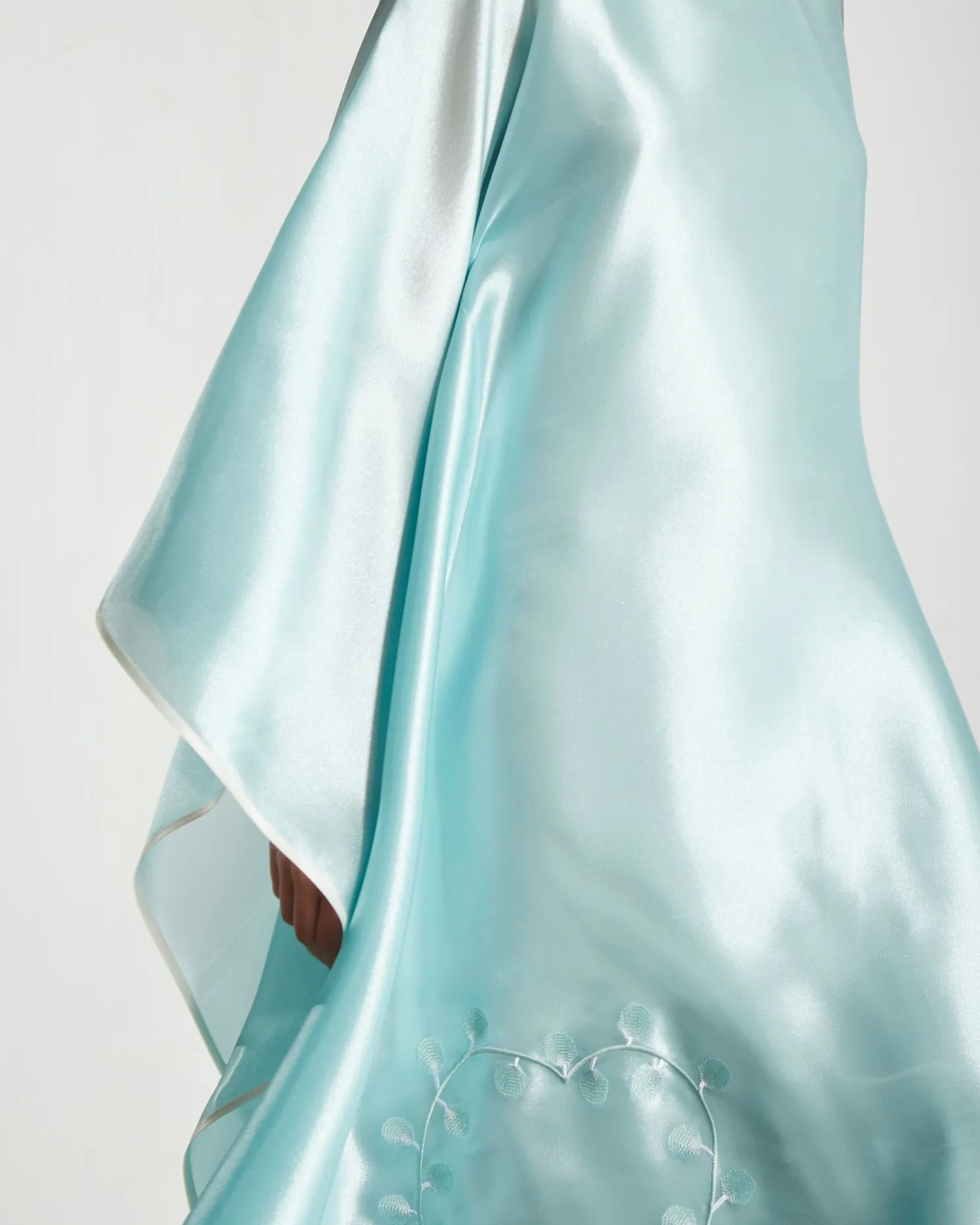 Embroidered Organdy High-Neck Kaftan Abaya - Gold