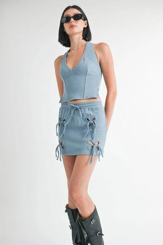 Emory Park French Terry Cutout Mini Skirt