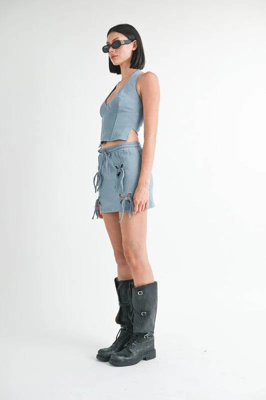 Emory Park French Terry Cutout Mini Skirt