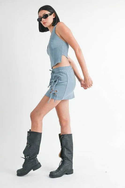 Emory Park French Terry Cutout Mini Skirt