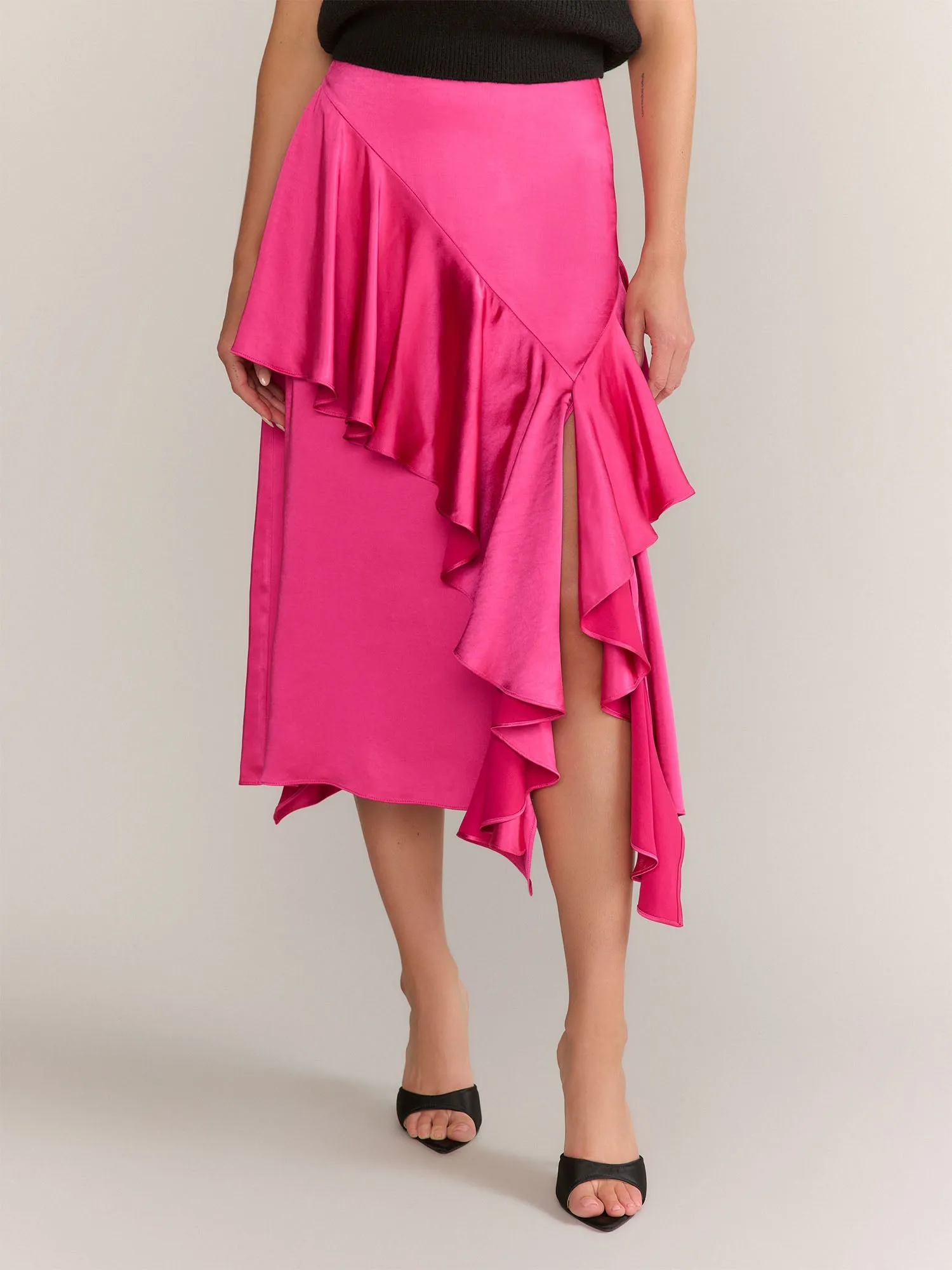 Endless Rose Satin Waterfall Midi Skirt - Brands We Love