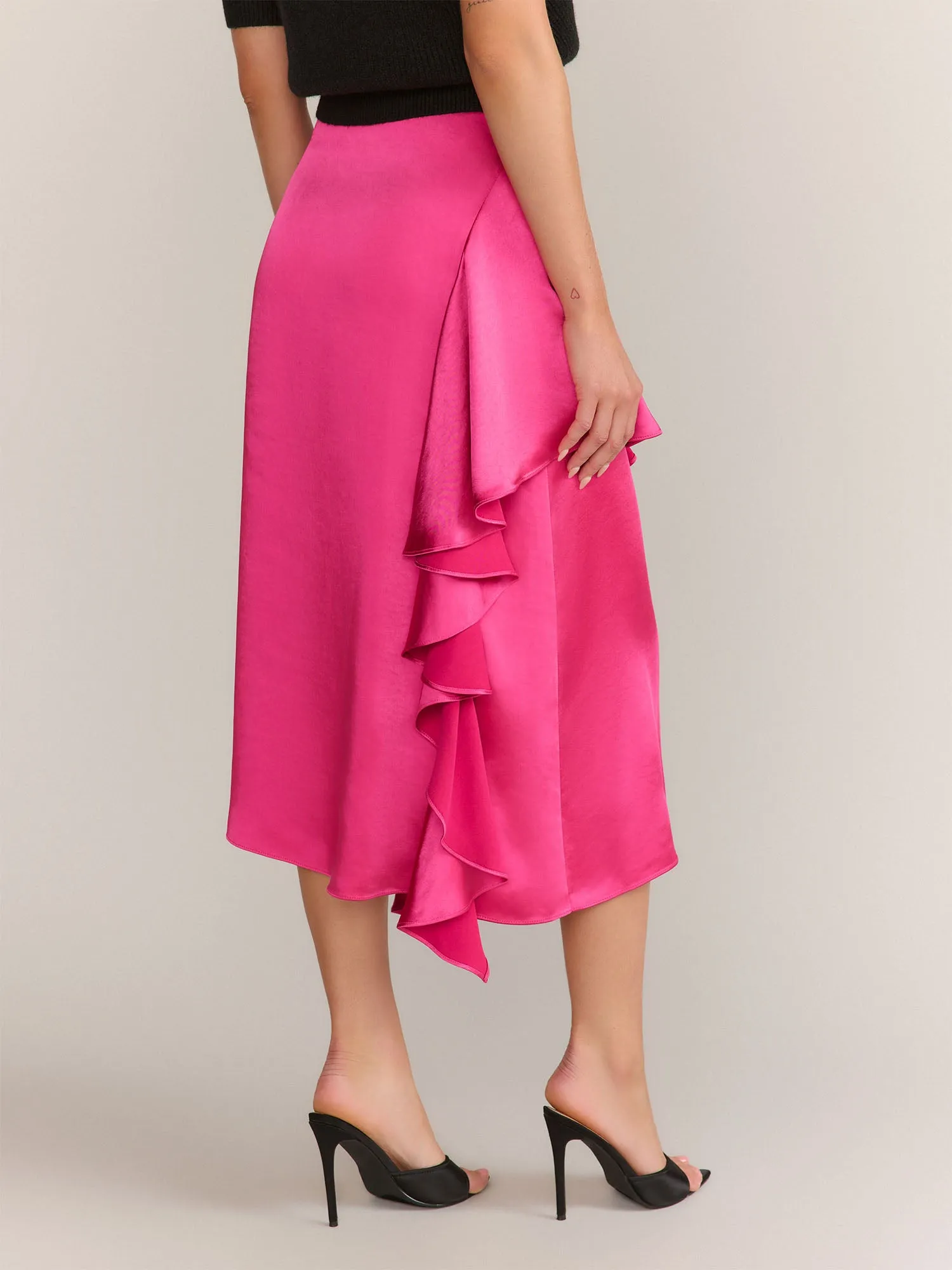 Endless Rose Satin Waterfall Midi Skirt - Brands We Love
