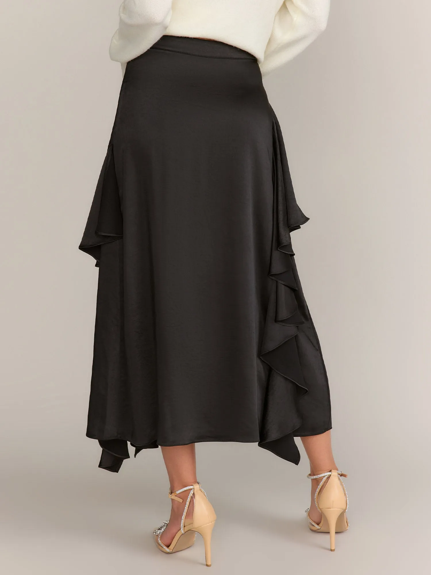 Endless Rose Satin Waterfall Midi Skirt - Brands We Love