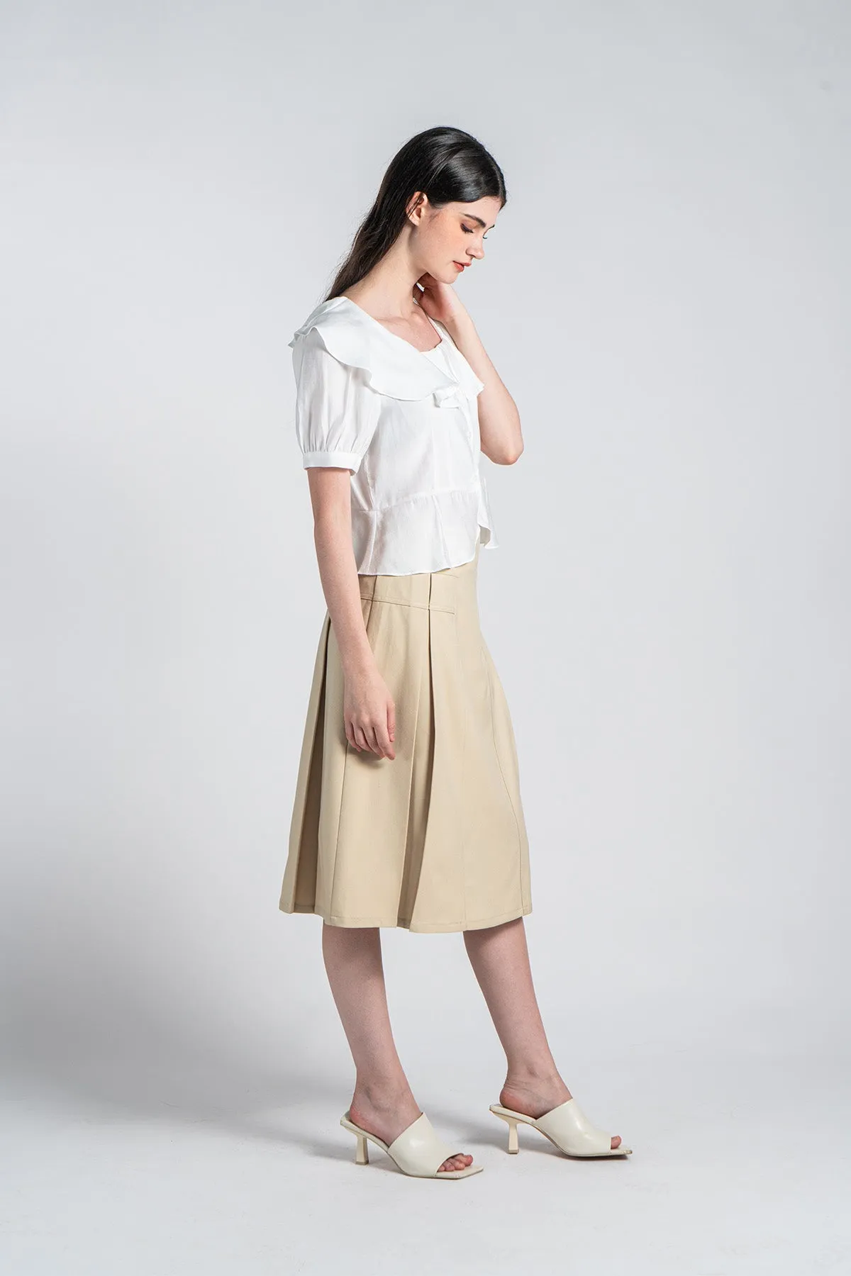 Evorrie Ruffled Peplum Cropped Top
