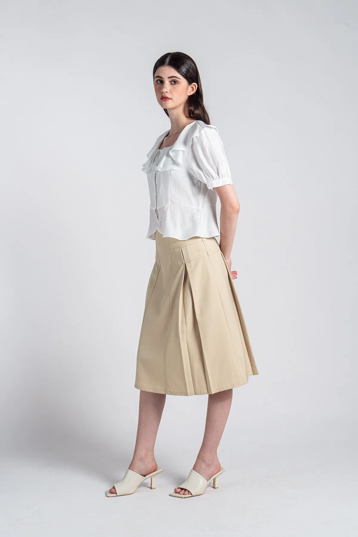 Evorrie Ruffled Peplum Cropped Top