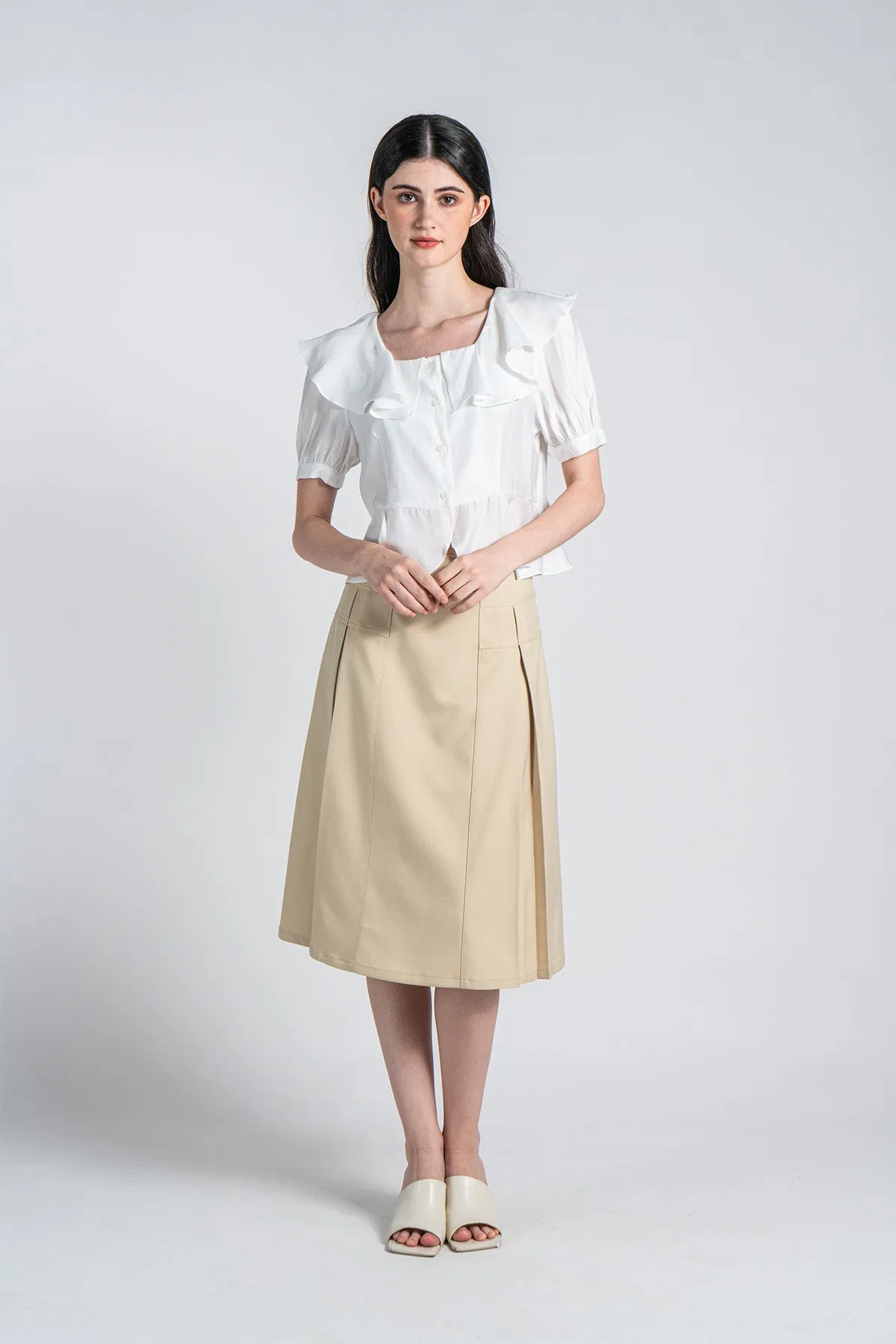 Evorrie Ruffled Peplum Cropped Top