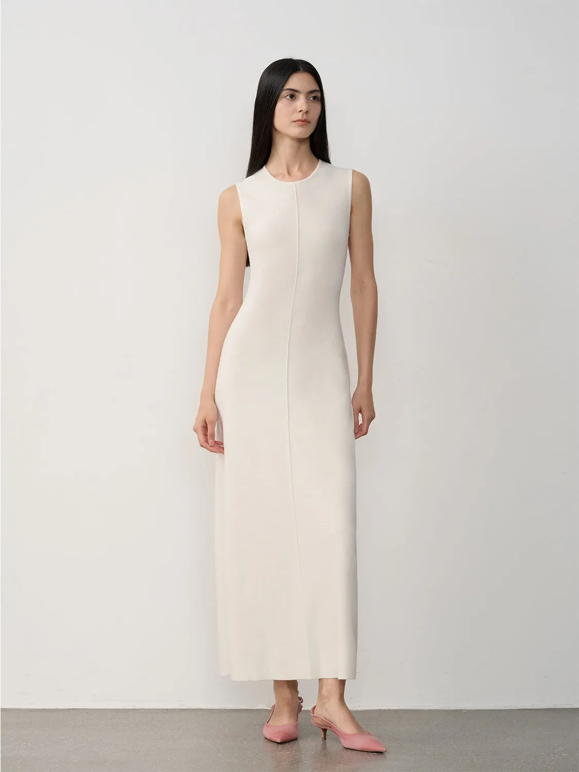 Extra Long Sleeveless Knit Dress