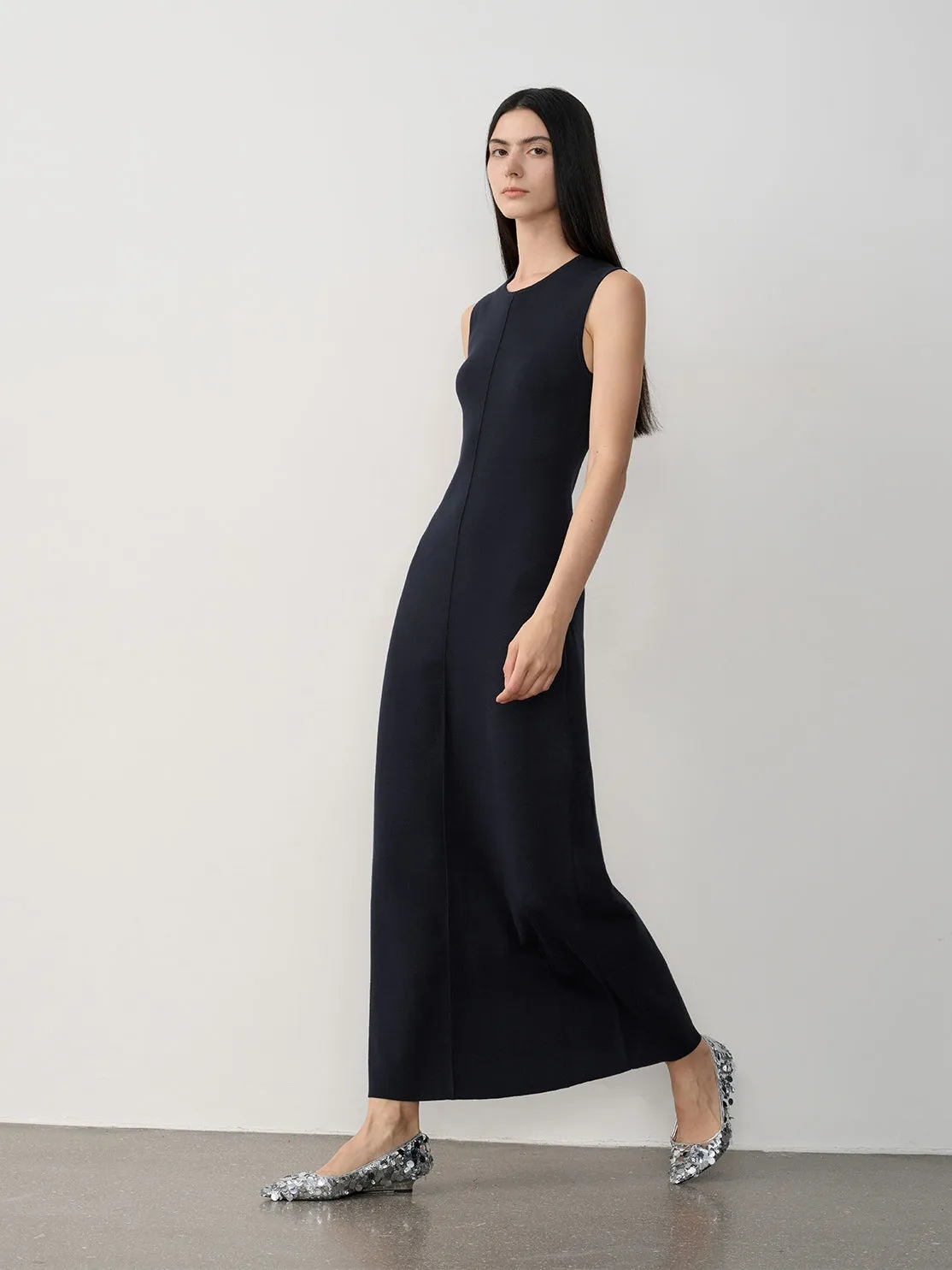 Extra Long Sleeveless Knit Dress