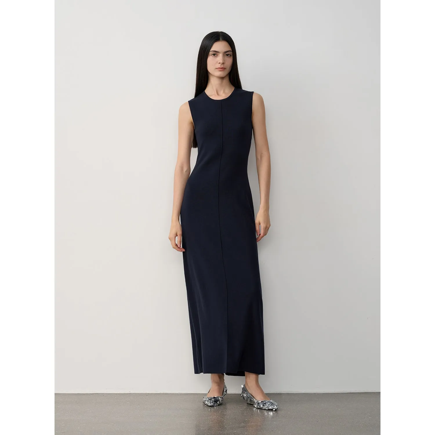 Extra Long Sleeveless Knit Dress