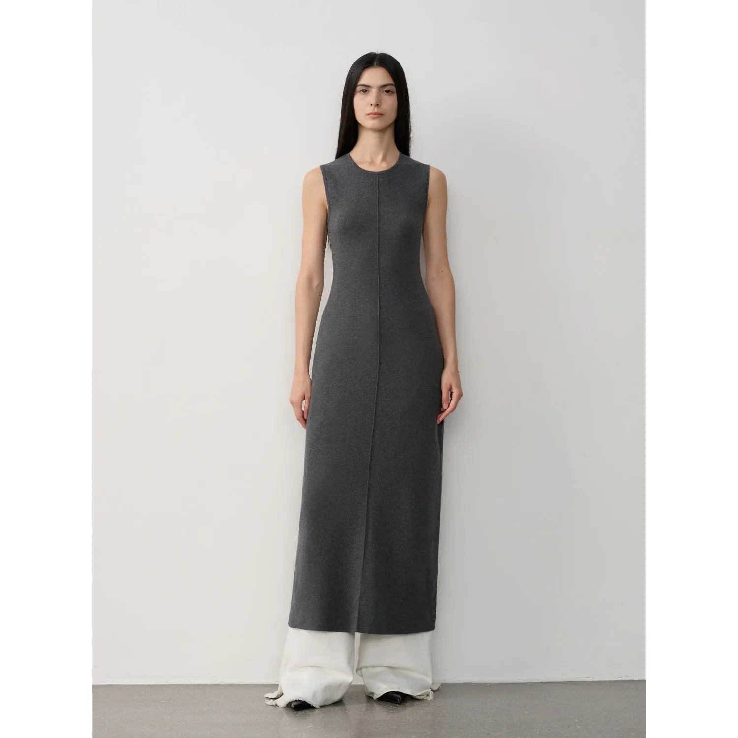 Extra Long Sleeveless Knit Dress