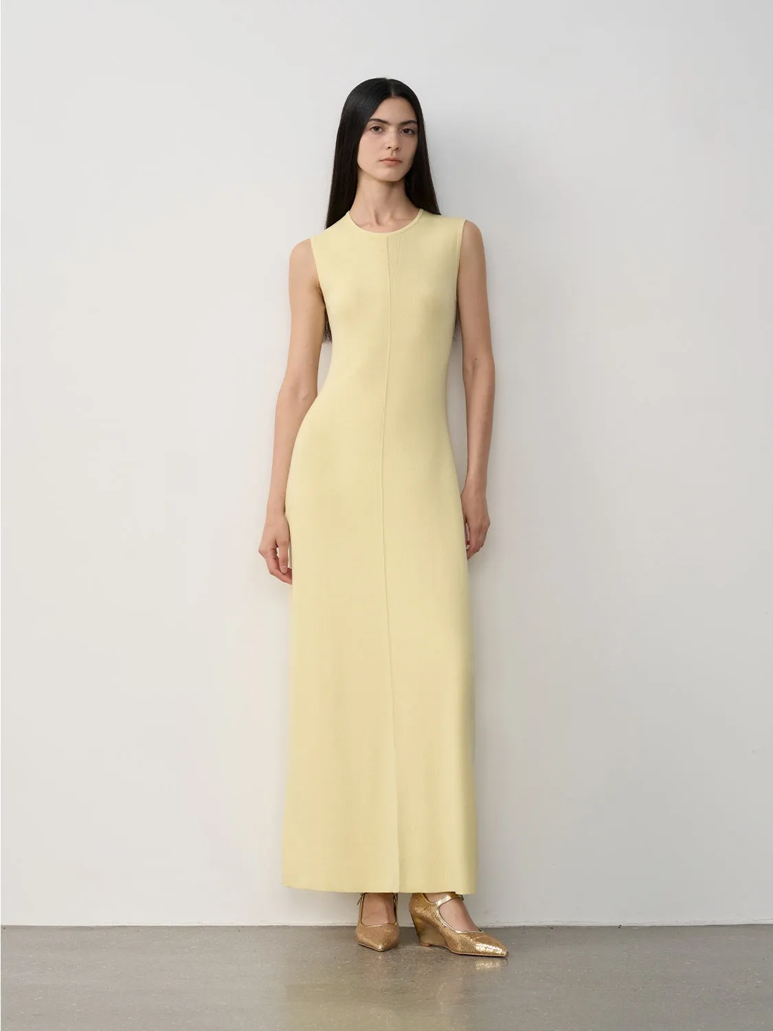 Extra Long Sleeveless Knit Dress
