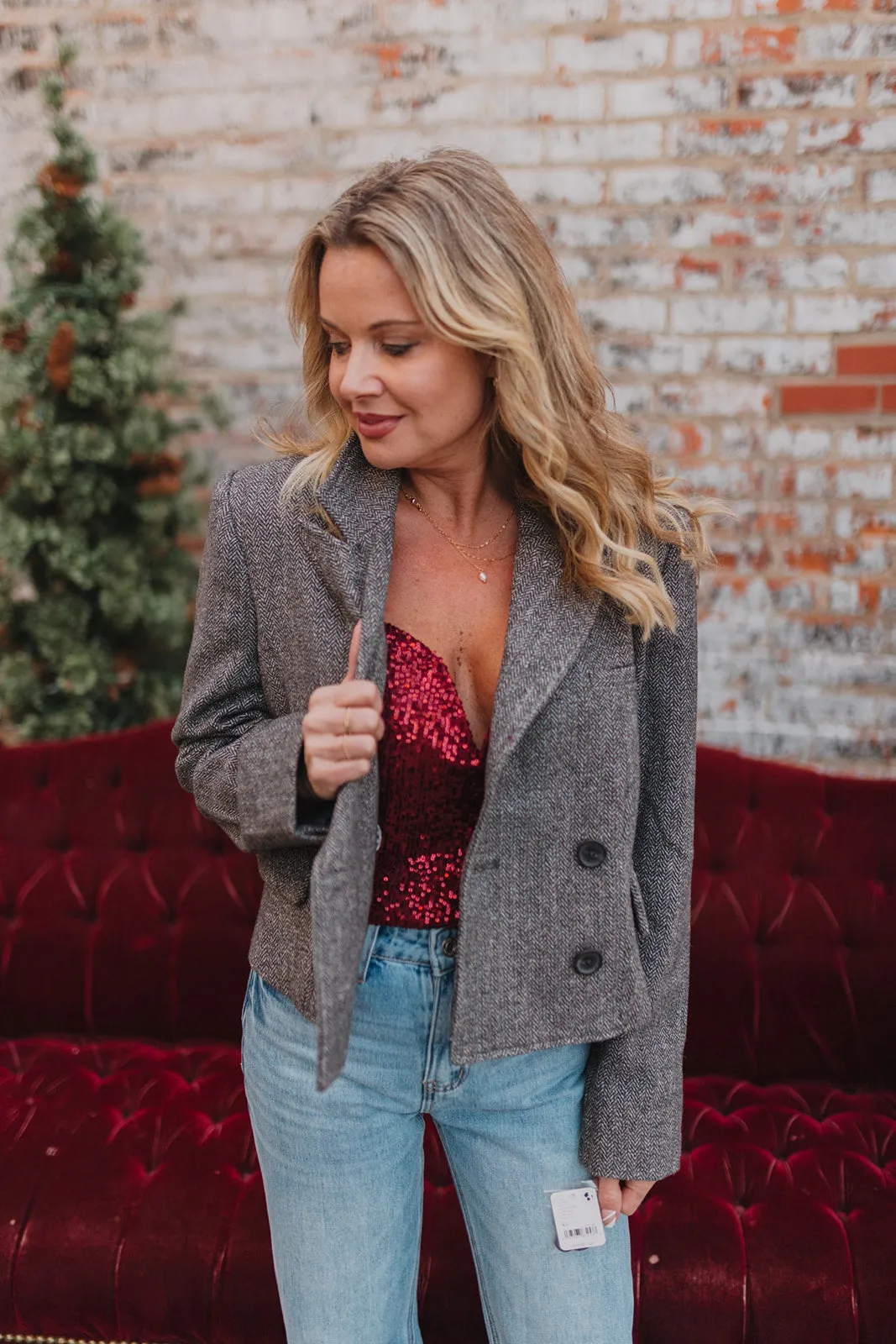 Free People Grey Tailored Heritage Blazer