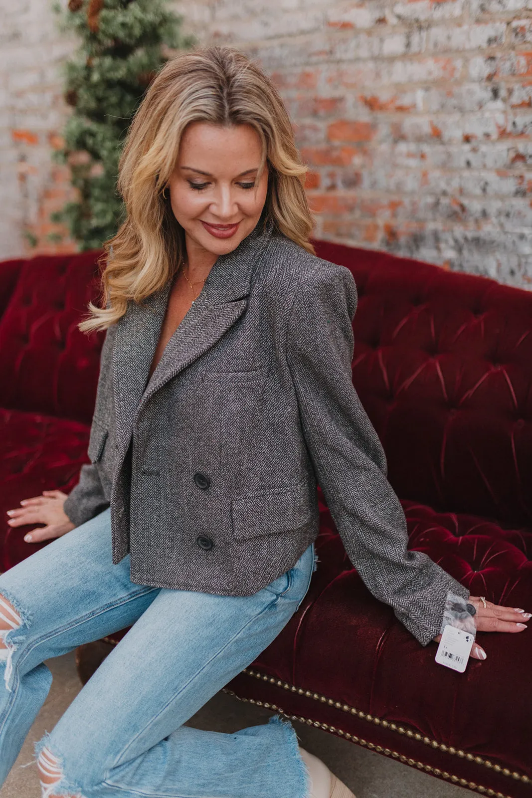 Free People Grey Tailored Heritage Blazer
