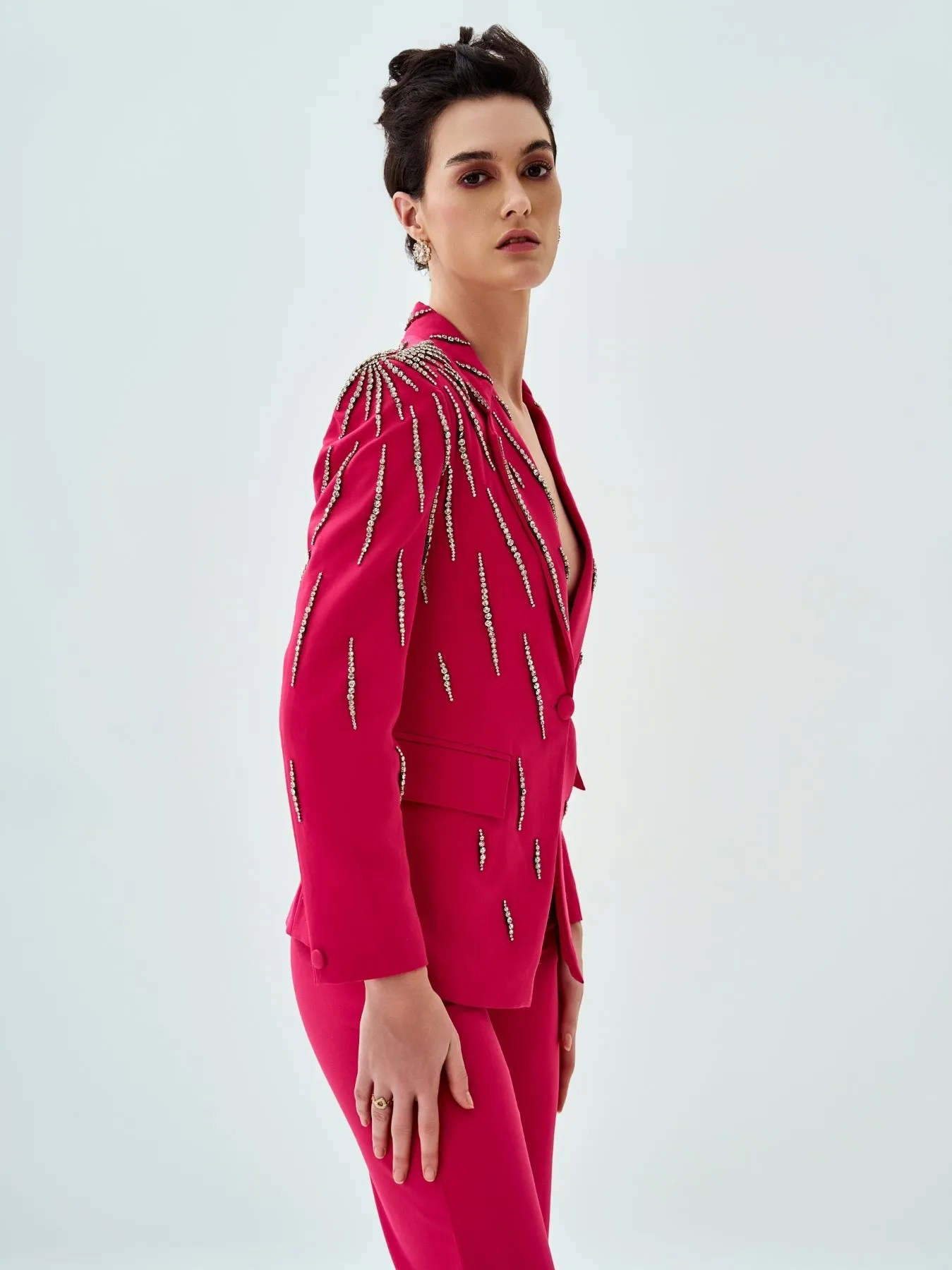 Fuchsia Embellished Blazer