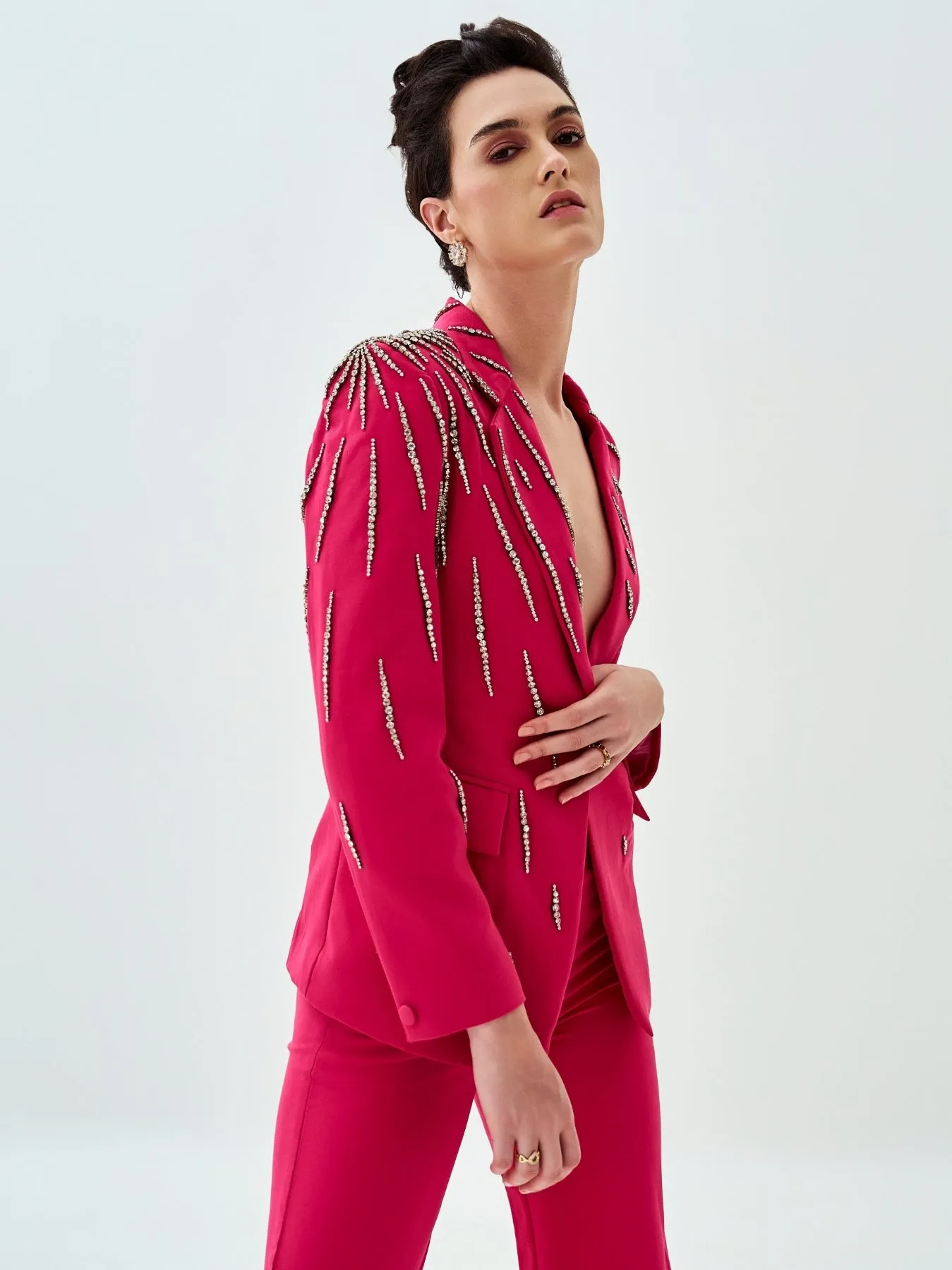 Fuchsia Embellished Blazer
