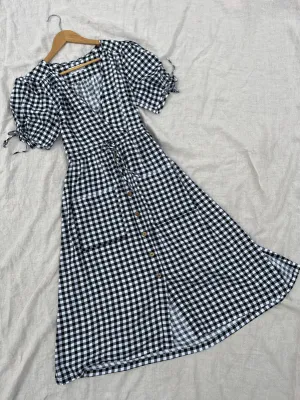 Gaia Black Gingham Dress