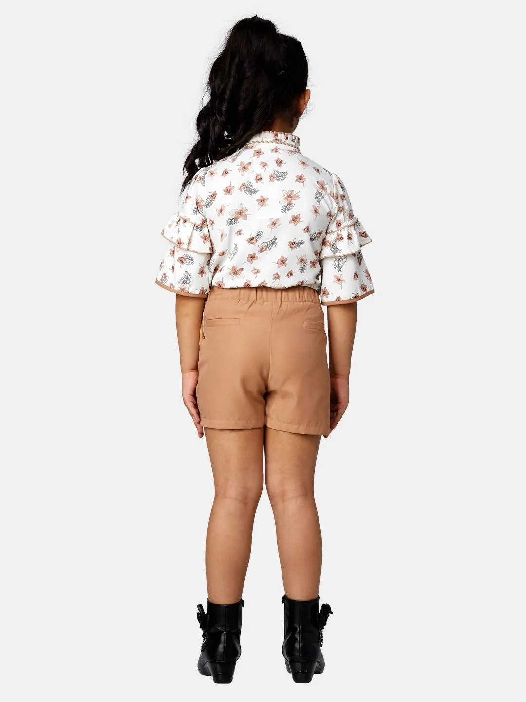 Girls Blush Printed Shorts Top With Inner 13277
