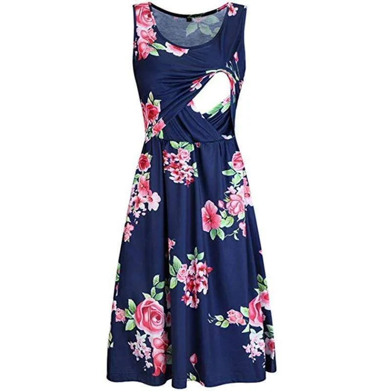 Graceful Allover Sleeveless Nursing Dress