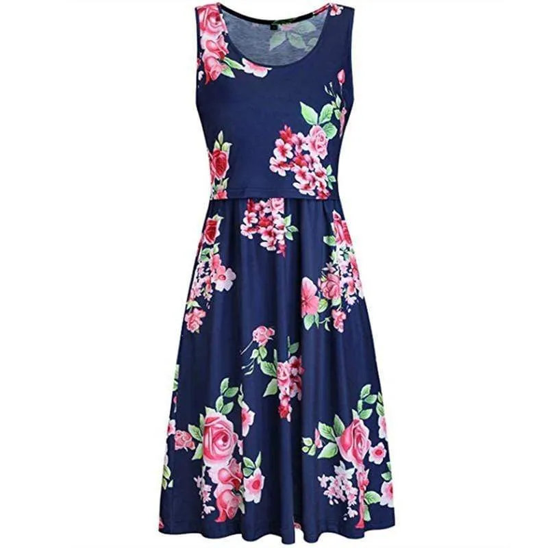 Graceful Allover Sleeveless Nursing Dress