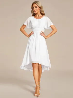 Graceful Lotus Leaf Pleated A-Line Knee Length Wedding Dress