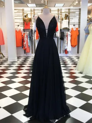 Graceful Tulle Spaghetti Straps Beaded A-line Prom Dresses PD262