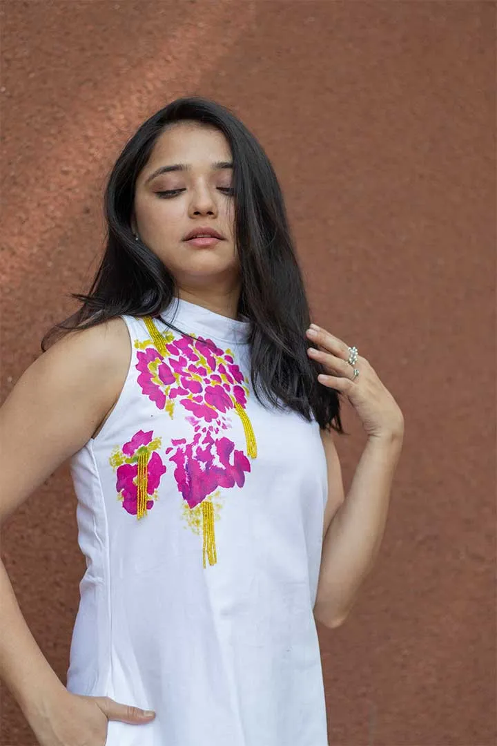 Hand Painted White Dress