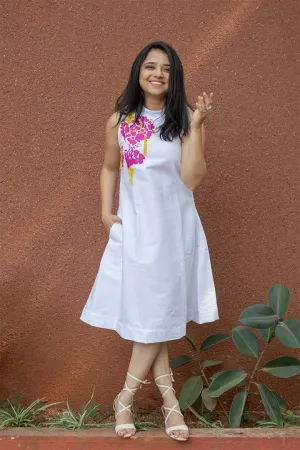 Hand Painted White Dress