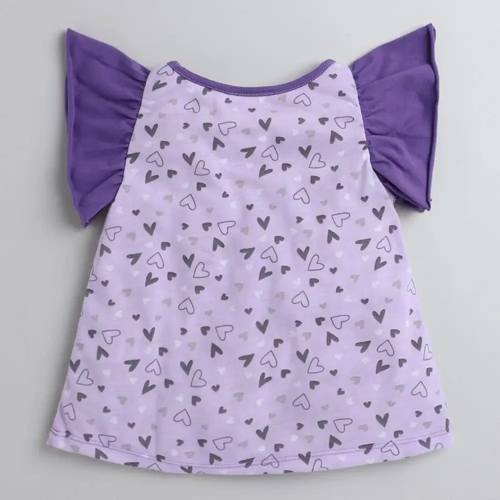 Hearts with Sleeves Frill Top - Purple